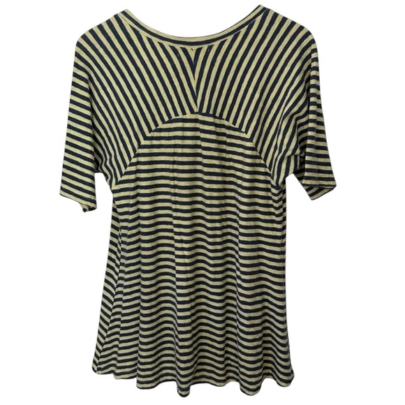 Cut-Loose Women’s Blue and Yellow Striped Top V Neck Stretch Comfort Large - Picture 3 of 7